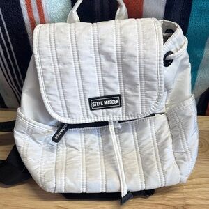 Steve Madden Ivory Quilted Backpack